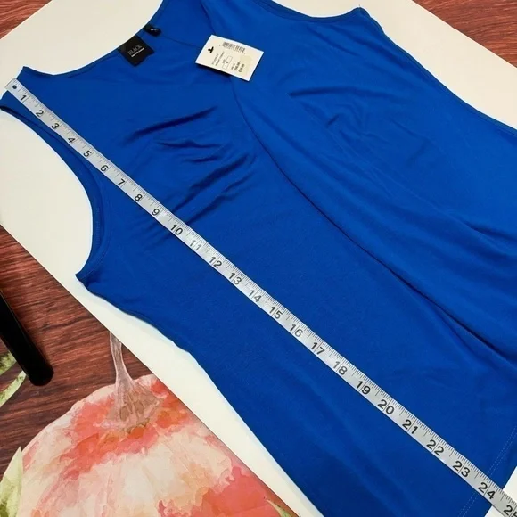 Saks Fifth Avenue Black Label Twist Front Top Blue Medium - Picture 3 of 8